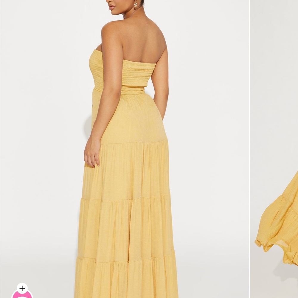 Elegant Yellow Strapless Maxi Dress